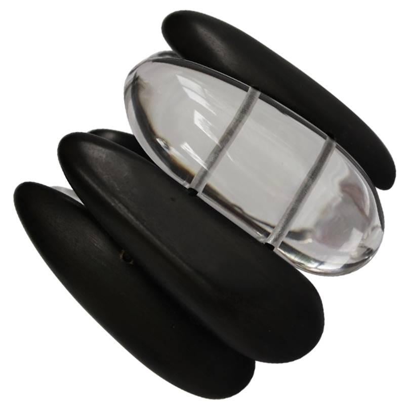 Monies Ebony Wood and Acrylic Stretch Bracelet