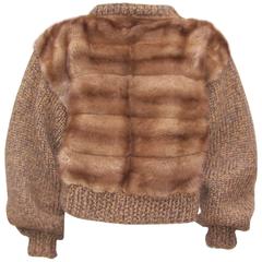 Vintage Cozy 1960's Mink Fur Sweater With Military Style Buttons