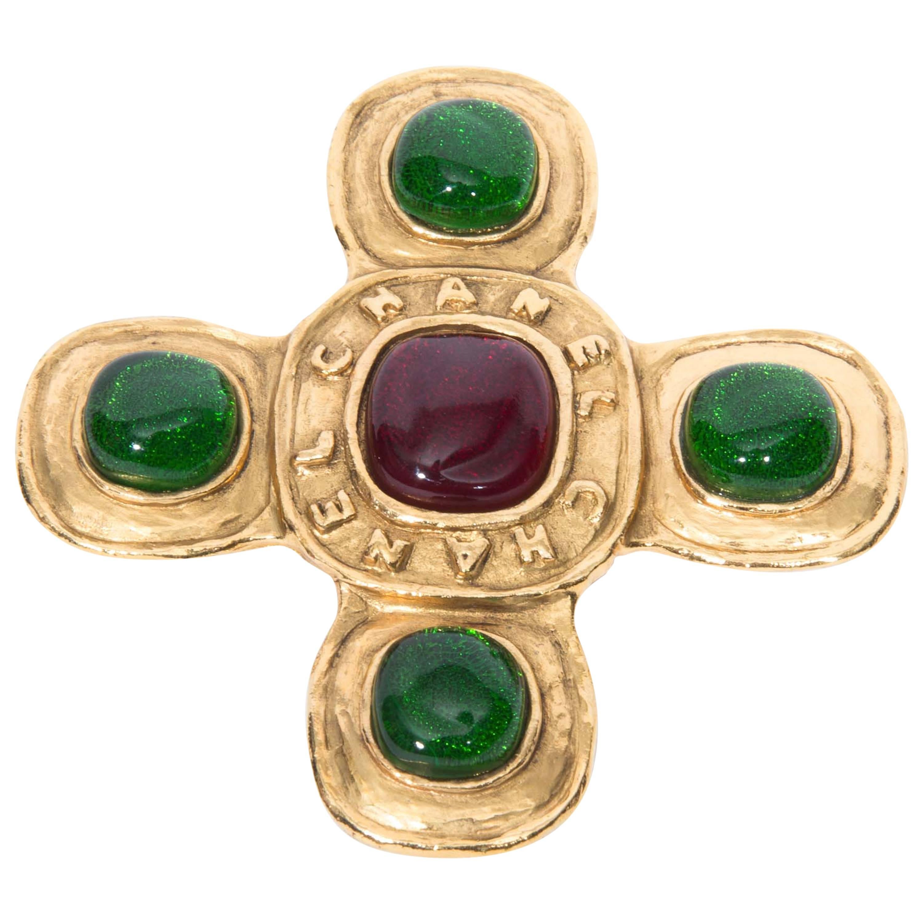 Chanel Byzantine Style Gripoix Brooch For Sale