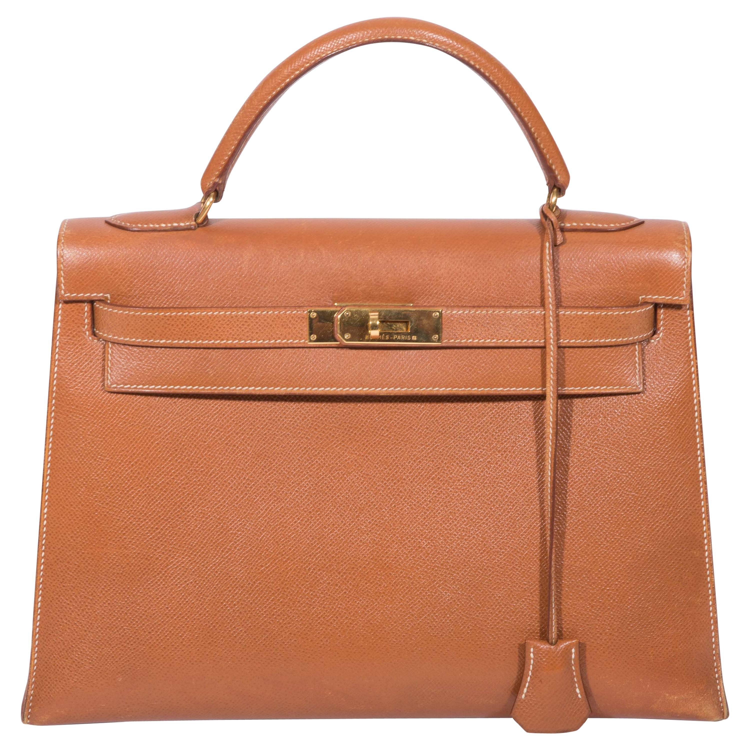 Hermes 32cm Gold Epsom Leather Kelly  with Gold Hardware