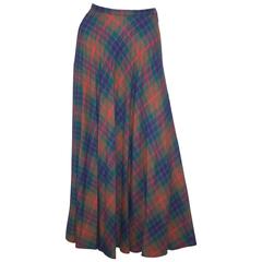 Mad For Plaid 1970's Wool Micro Pleated Maxi Skirt
