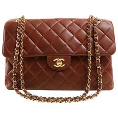 Chanel Brown Leather Double Sided Flap Bag- Gold Hardware