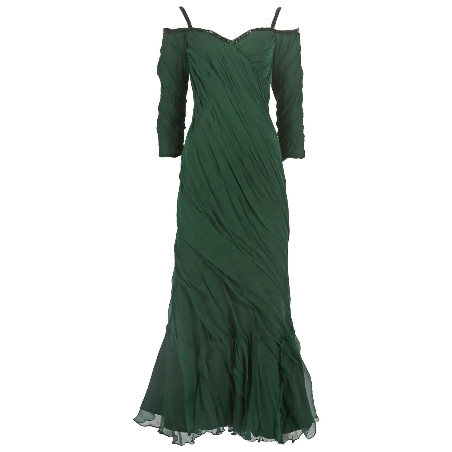 Antony Price bias cut chiffon evening gown, circa 1980s For Sale at 1stdibs
