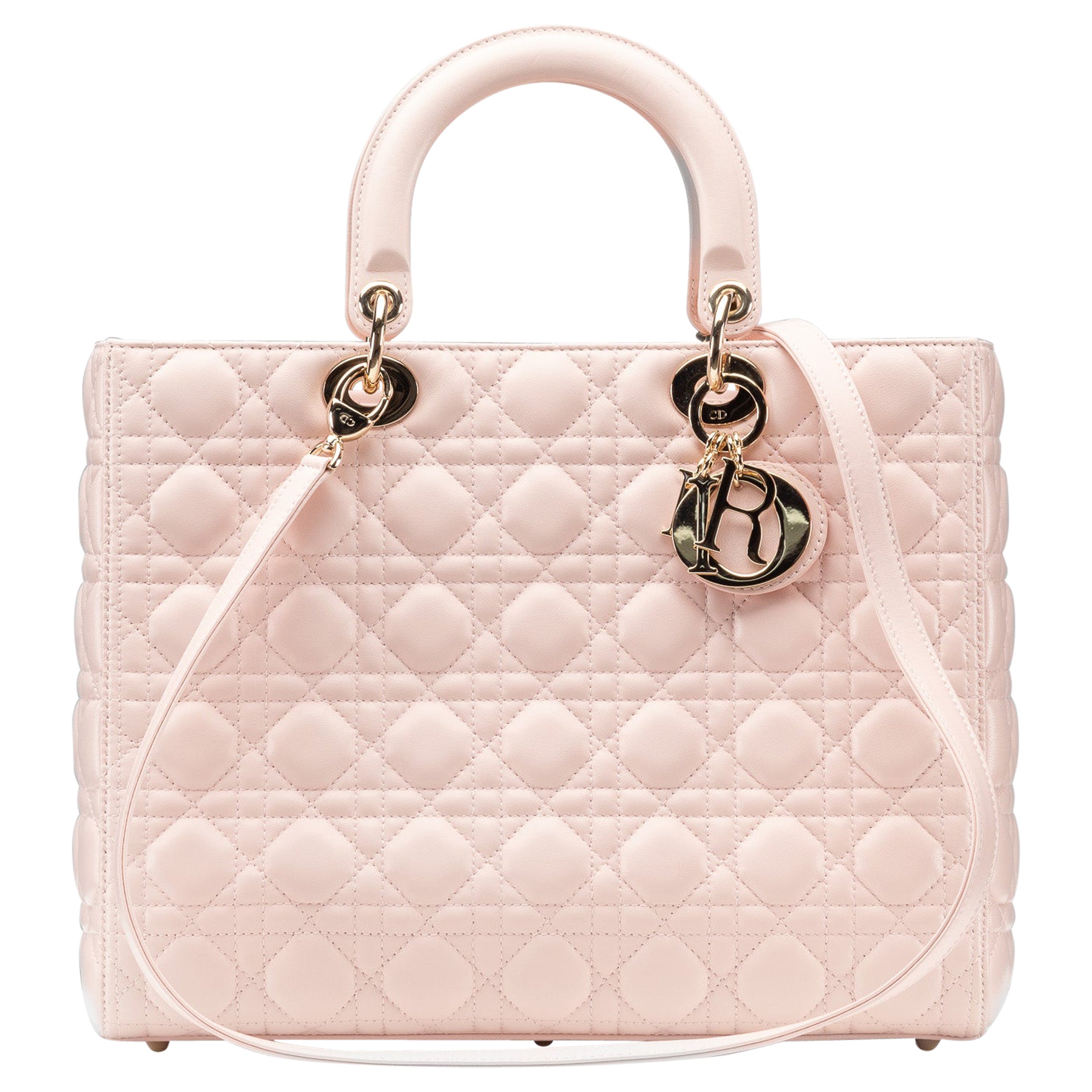 Lady Dior Tote Bag Large Light Pink Christian Dior For Sale