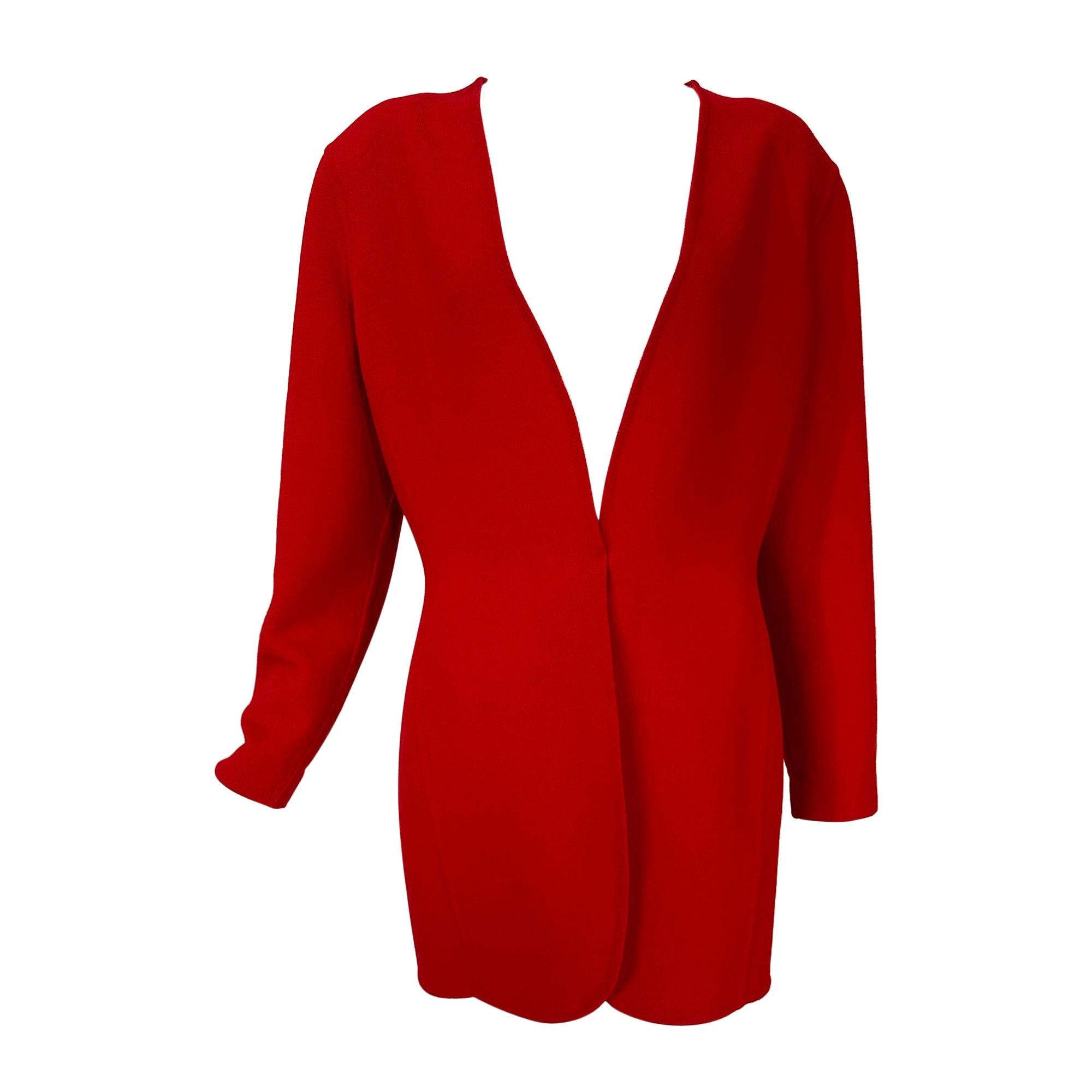 Donna Karan Black Label Fire Engine Red Double Face Wool Jacket For Sale