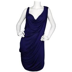 Vionnet Blue Silk Draped Dress Sz 40