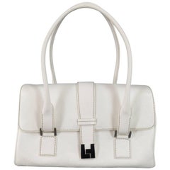 Lambertson Truex White Leather Shoulder Bag