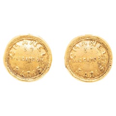 Vintage  Chanel Gold Tone Rue Cambon Clip On Earrings