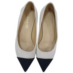 Chanel Cap Toe Beige Textile Flats