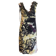 Y2K Christian Lacroix Yellow Abstract Whimsy Goth Sleeveless Dress 