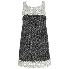 Chanel White Lurex Tweed Contrast Trim Detail Sleeveless Mini Dress S at  1stDibs