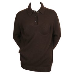 new PRADA spring 2022 brown cashmere polo sweater with integrated bra