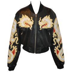 Vintage Michael Hoban/North Beach Leather Butter Soft Zipper "Dragon" Calfskin Jacket