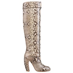 MIU MIU PRADA "ROCCIA" Genuine Python Snakeskin Knee High Heeled Boots Size 36