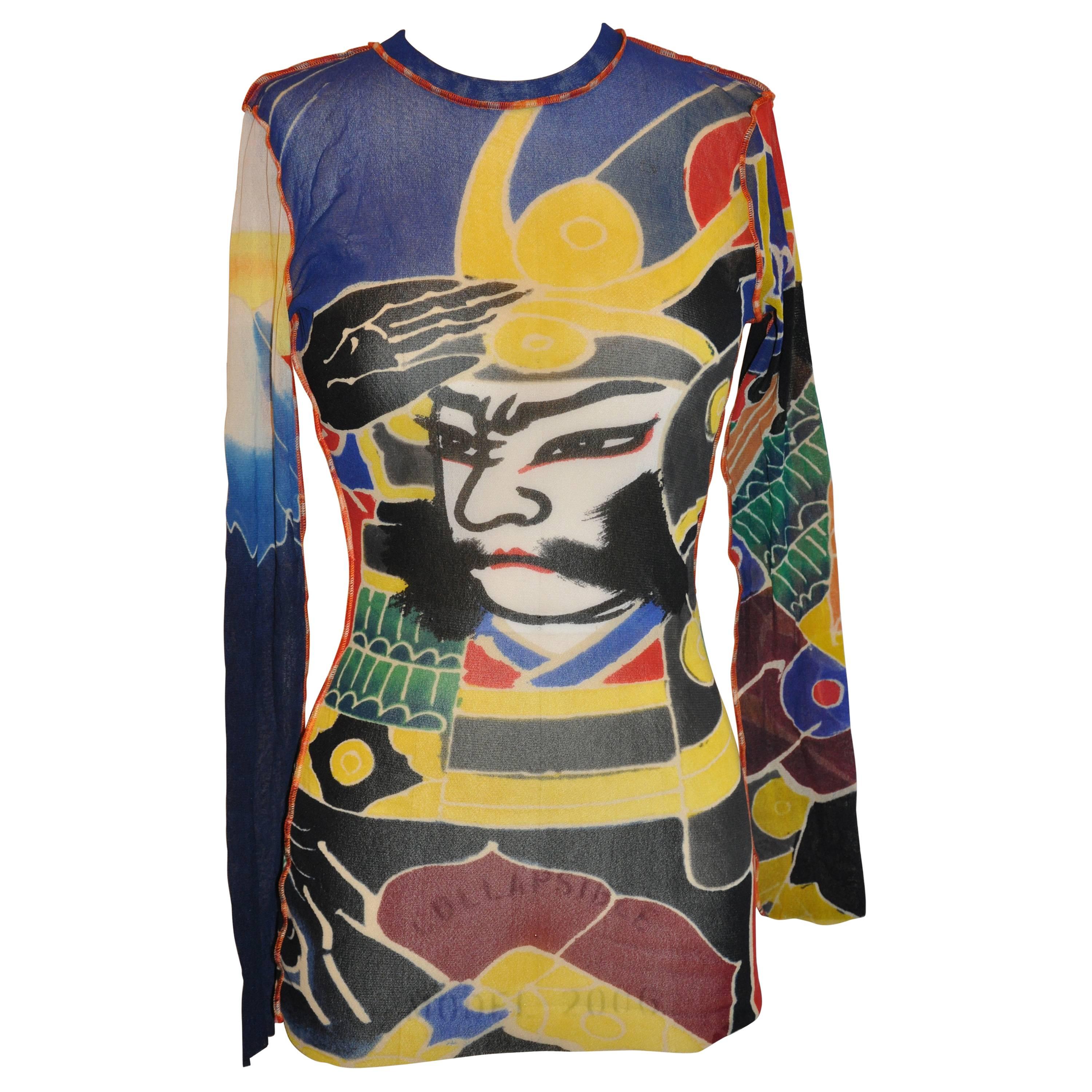 Jean Paul Gaultier "Japanese Theme" Multi-Color Netted Pullover