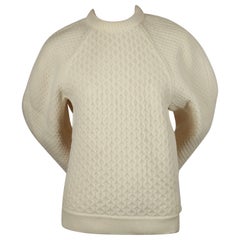 CELINE by PHOEBE PHILO 2012 runway sweater with rounded sleeves and net overlay