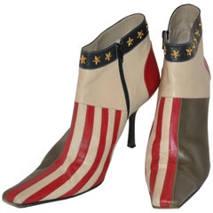 Vintage Moschino "Stars & Stripes" Studded Zippered Ankle Boots
