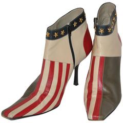 Moschino "Stars & Stripes" Studded Zippered Ankle Boots 2