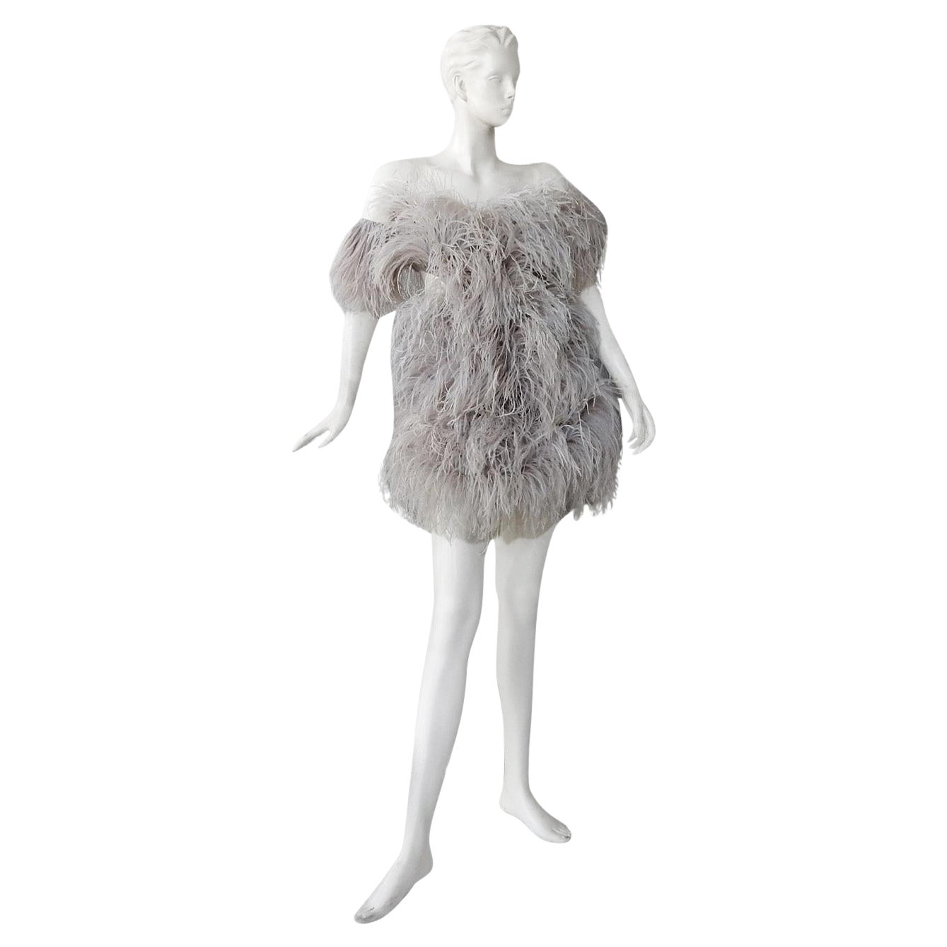 Alexander McQueen Runway Ostrich Feather Mini Dress For Sale