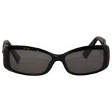 Occhiali da sole Georgio Armani in lucite nera spessa con hardware "Weave" in argento