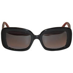 Christian Dior Thick Black Lucite with Brick Lucite Interior Sunglasses