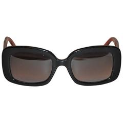 Christian Dior Thick Black Lucite with Brick Lucite Interior Sunglasses 12