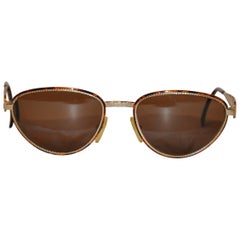 Fendi Rare "Horoscope Characters" Etched Gold Hardware Sunglasses