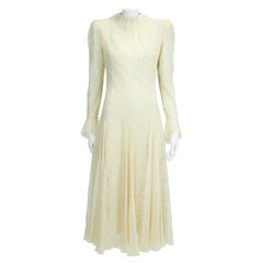 Exquisite Jean Louis Scherrer Couture Silk Chiffon & Lace-Trimmed Dress