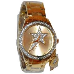 Vintage Thierry Mugler "Bright Star" Gilded Gold Tone Hardware with Rhinestone Watch