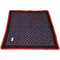 Vintage Yves Saint Laurent Bold Multi Red, Purple & Black Silk Scarf