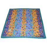Bufanda Yves Saint Laurent Challis Grande de Lana "Floral y Hojas" Matizada