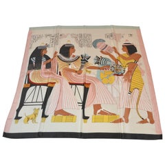 Multi-Color "Egyptian" Scene Silk Scarf