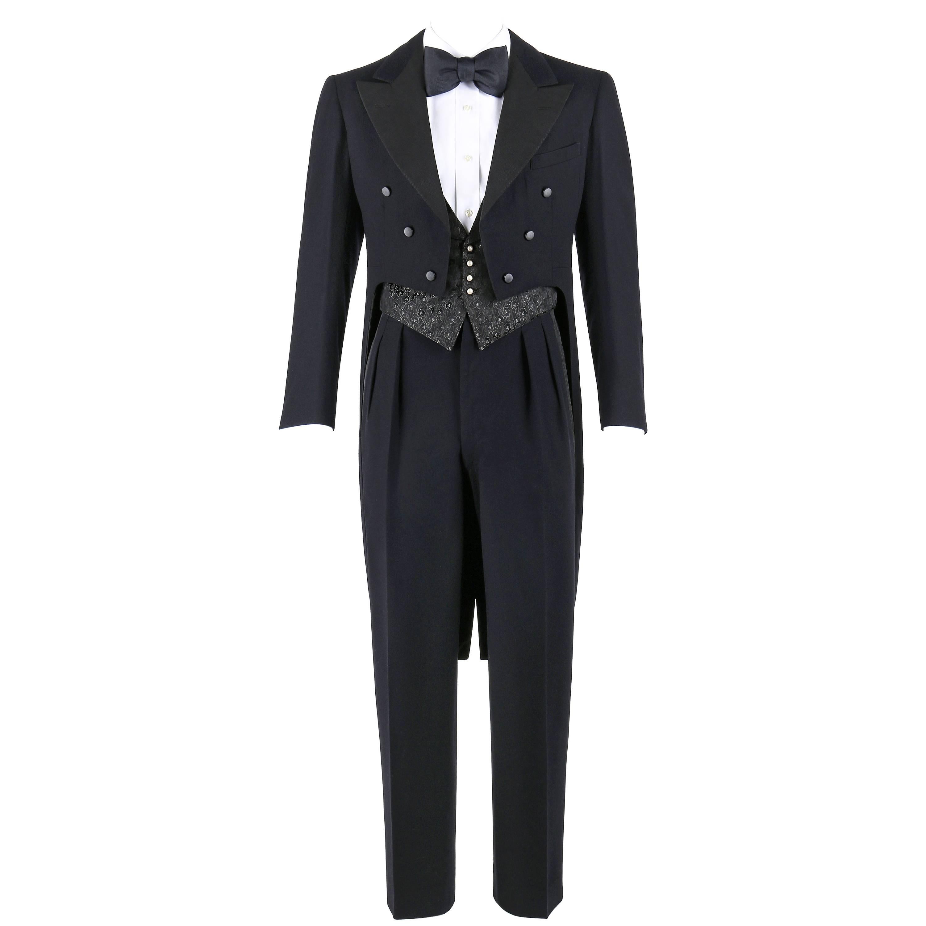 MORITZ & WINTER c.1932 3 Piece Formal Tailcoat Wool Silk Evening Suit Tuxedo
