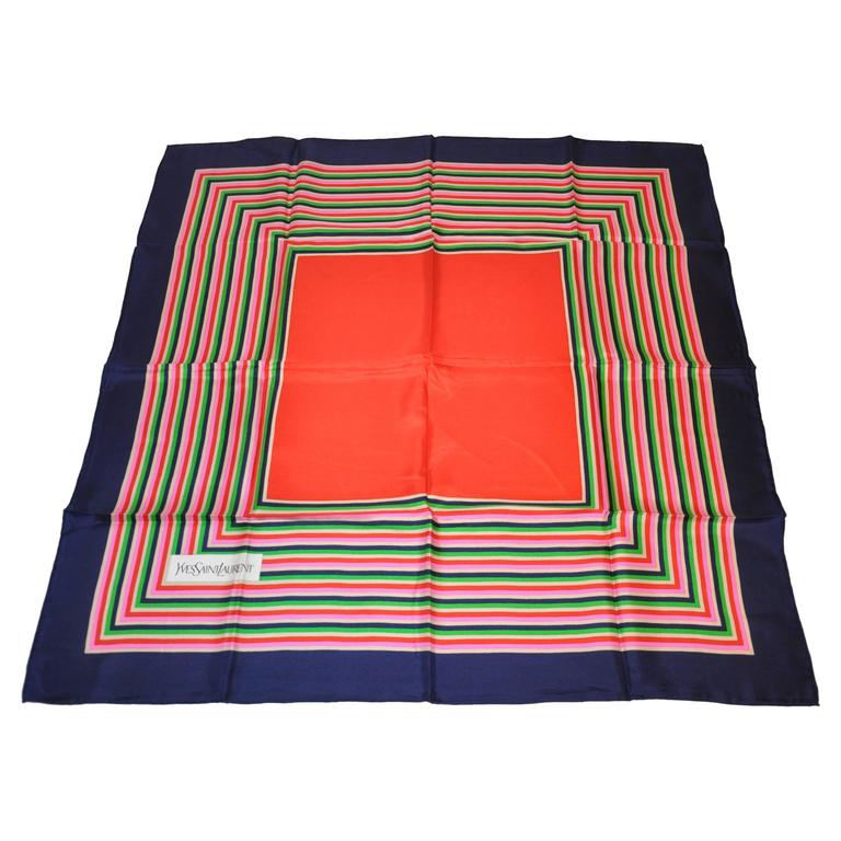 Yves Saint Laurent Multi-Color Stripe Silk Scarf For Sale at 1stDibs | yves  saint laurent scarf, yves saint laurent silk scarf, yves saint laurent  scarves