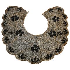 Retro Mary McFadden Detailed Hand-Done Bugle Beads with Sequined Silk Collar