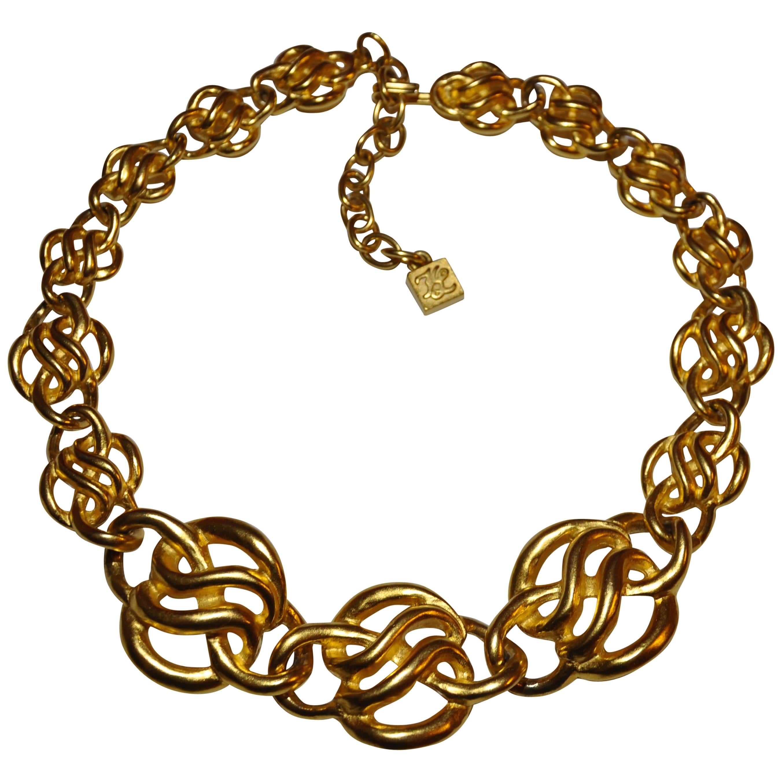 Karl Lagerfeld Gilded Gold Tone Vermeil Finished Necklace For Sale