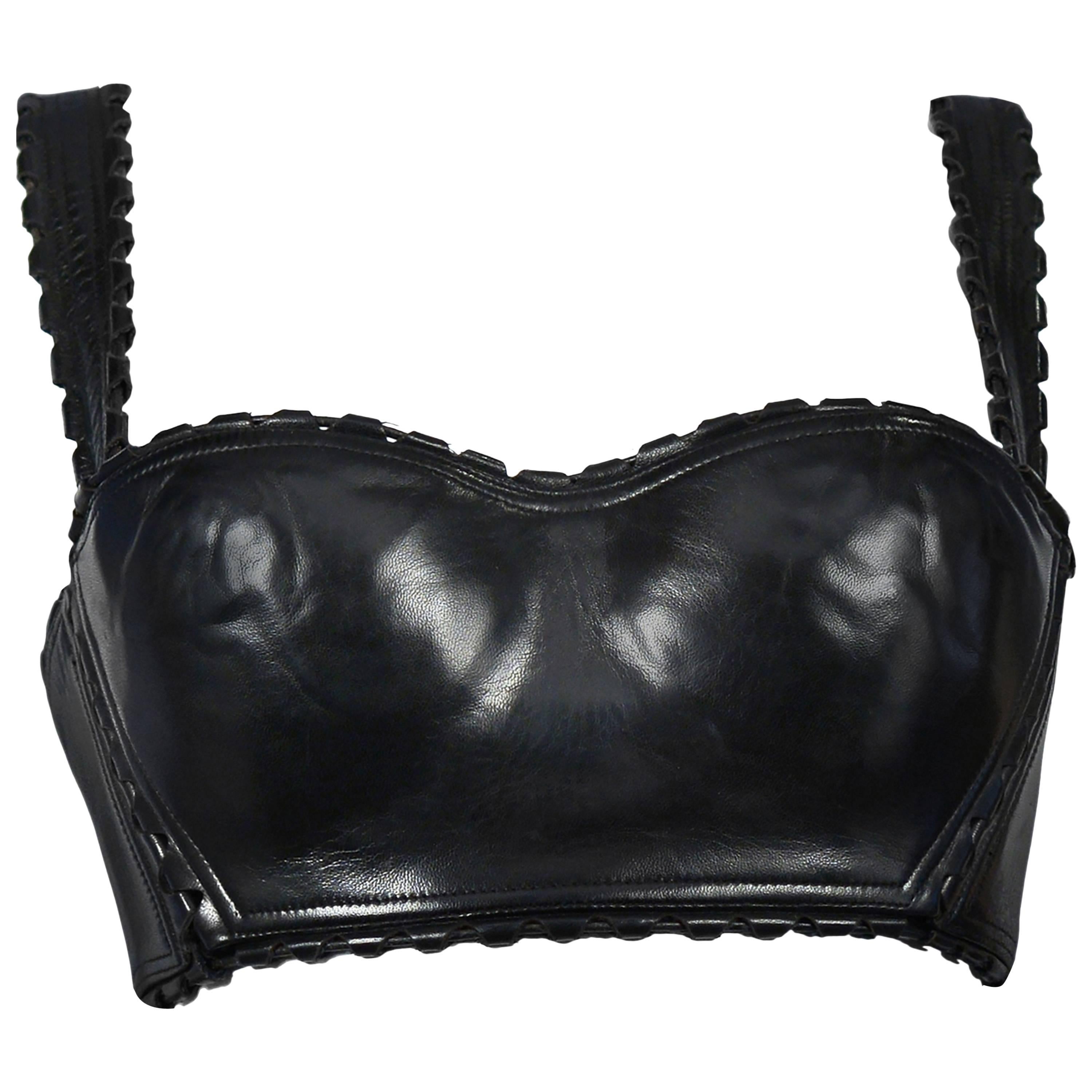 Alaia Black Leather Bra 1993