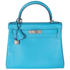 Hermes Blue Frida Evercolor Kelly Retourne 28 PHW