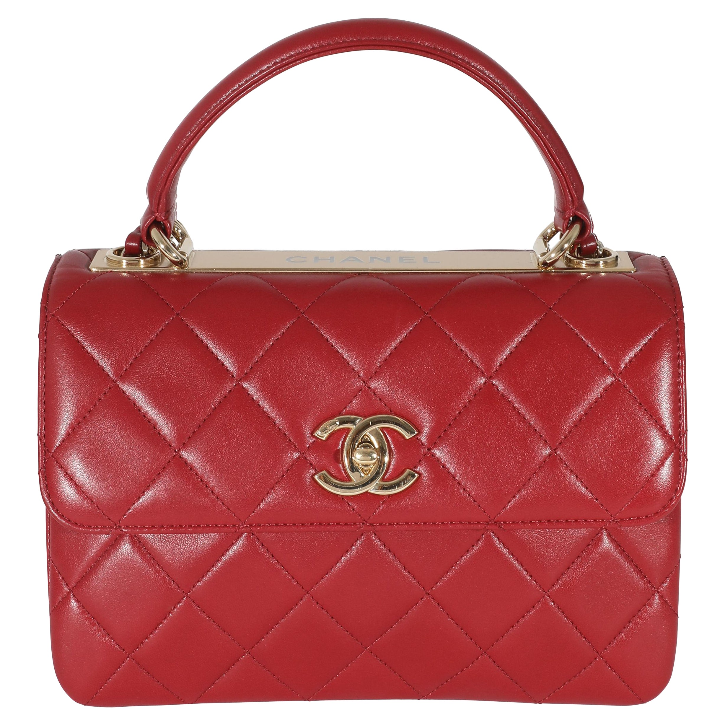 Chanel Burgandy Quilted Lambskin Small Trendy Flap Bag