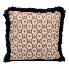Gucci Beige GG Logo Jacquard Cushion Fringed 45x45