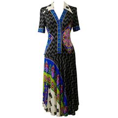 1970s De Parisini Silk Jersey Day Dress