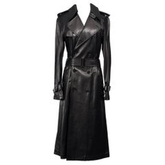 GUCCI by Tom Ford Long Black Leather Trench Coat, late 1990s