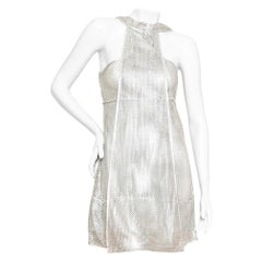Fendi 2007 Silver Leather Laser-Cut Dress