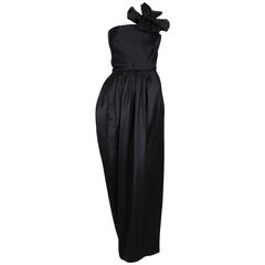 A/W 1979 Dior Couture Silk Satin One Shoulder & Dramatic Bow Tulip Skirt Gown 