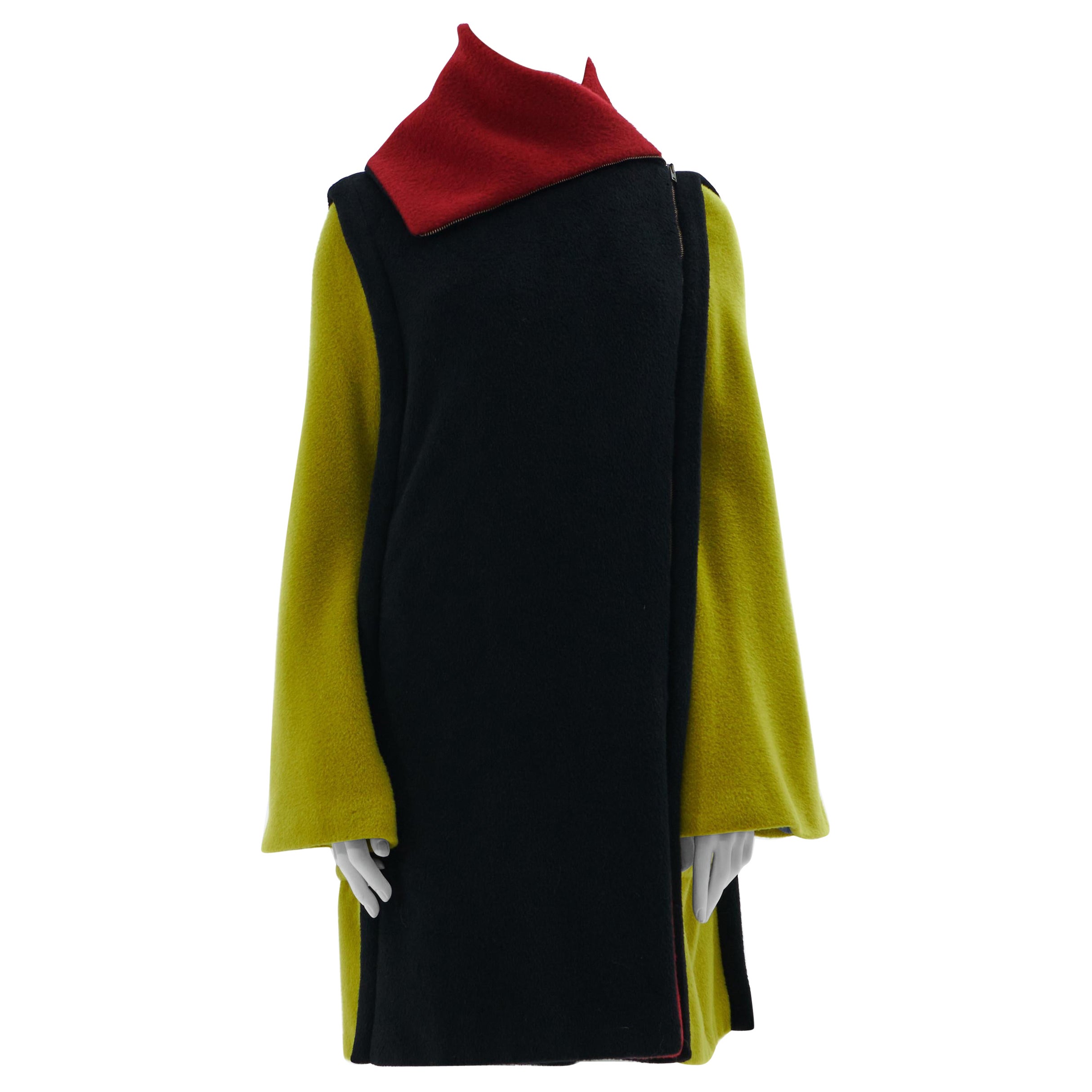 Jean Paul Gaultier F/W 1996 Multicolor mohair zipper coat For Sale
