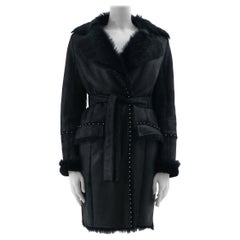 Roberto Cavalli F/W 2010 Black sheepskin stud coat 