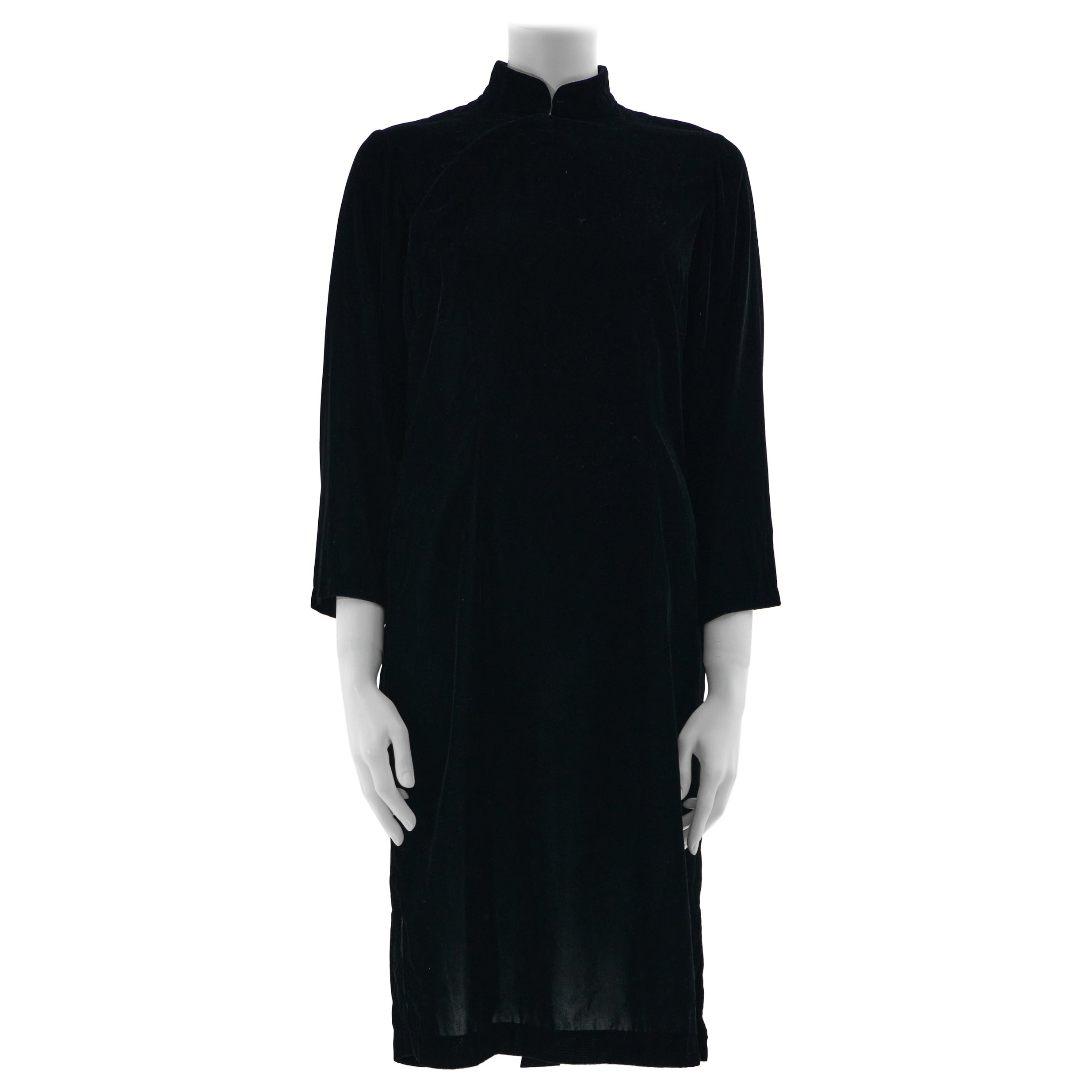 Comme des Garçons F/W 2015  Black velvet cheongsam dress For Sale