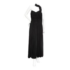 Retro Madame Grès 1960s Black Sleeveless Scarf Dress