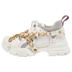 Gucci Cream Suede and Leather Flashtrek Sneakers
