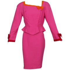 Vintage THIERRY MUGLER Colour Block Bows Blazer Skirt Suit